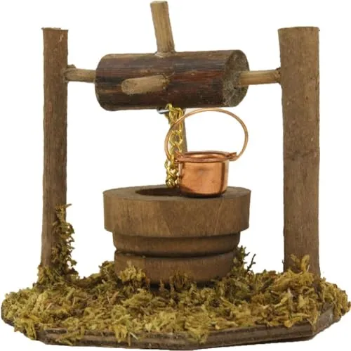 FADEDA Brunnen mit Zahnrad und Eimer/Höhe: 8cm/handbemalt/detailgetreue Krippen Figuren
