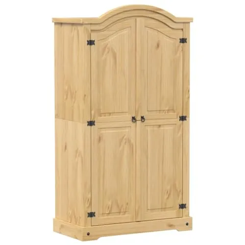 vidaXL Kleiderschrank Corona aus Kiefernholz 102x52x186 cm - Kleiderschrank aus massivem Kiefernholz mit rustikalem Design, bietet reichlich Stauraum für Kleidung und Accessoires. Langlebig und robust, ideal für stilvolle Aufbewahrung.