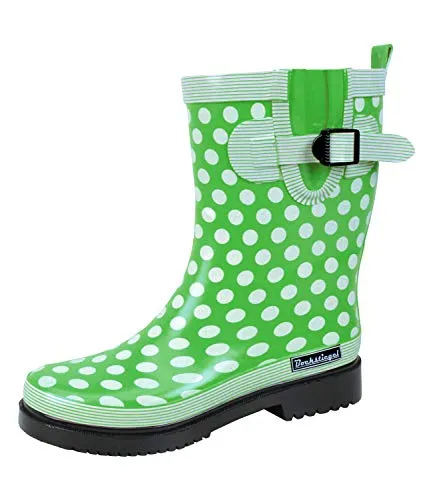 Bockstiegel Damen Stiefel Dorin-K grün 622621, 39 EU - Wasserdichter Damen Gummistiefel mit weißem Punktedesign, rutschfester Sohle und kälteisolierender Einlegesohle für warmen Komfort. Ideal für Wanderungen und Outdoor-Aktivitäten.