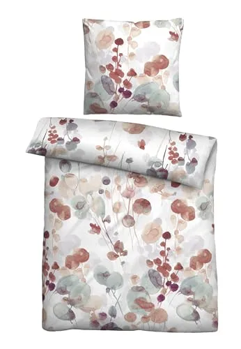 biberna Feinbiber Bettwäsche 0005192 STILISIERTE BLÄTTER - Bettwäsche-Set aus 100% Baumwolle, 135x200 cm + 80x80 cm, hautsympathisch und atmungsaktiv. Sorgt für angenehme Wärme und ist waschbar bis 60 Grad. Öko-Tex Standard 100, Made in Europe.