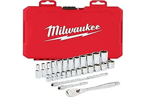 Milwaukee Juego 32 piezas, carraca y vasos de 3/8