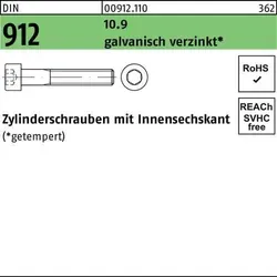 Zylinderschraube DIN 912 M 5x110 - Stahl 10.9 - Eisenwaren: Hochwertige Zylinderschraube aus Stahl Güte 10.9, ideal für robuste Anwendungen. Mit Innensechskant und galvanisch verzinkter Oberfläche für Korrosionsschutz.