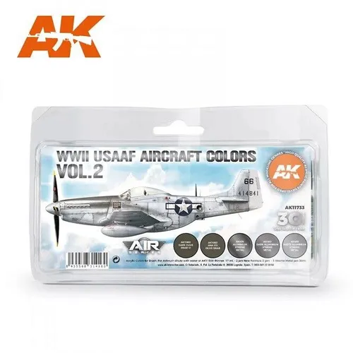 AK Interactive AK11733 - WWII USAAF Aircraft Colors Vol.2 SET 3G 5x17ml