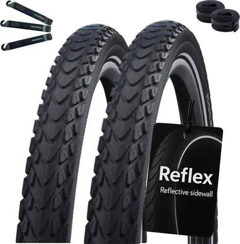 maxxi4you 2 x Schwalbe Marathon Mondial Performance Fahrradreifen RaceGuard E-50 Schwarz/Reflex 42-622 (28 x 1.60