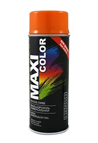 Maxi Color NEW QUALITY Sprühlack Lackspray Glanz 400ml Universelle spray Nitro-zellulose Farbe Sprühlack schnell trocknender Sprühfarbe (RAL 2000 gelborange glänzend)