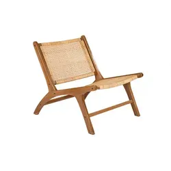 Sessel aus Teakholz und naturfarbenem Rattan HAMMA