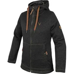 OS Trachten Strickfleece Jacke mit Kapuze, anthrazit, Größe 46 - Funktionsjacke für Outdoor und Freizeit, mit gefütterter Kapuze und weich angerauter Innenseite für optimalen Komfort bei jedem Wetter.