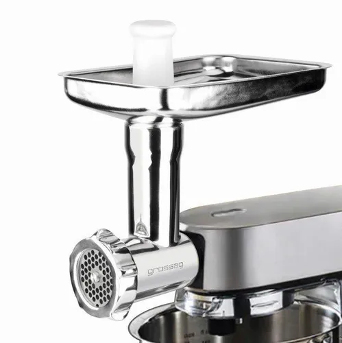grossag Fleischwolfaufsatz KFW 600 Set für Kenwood-Küchenmaschinen - Küchengeräte-Zubehör, 11-teiliges Set inkl. Wurstfüll- und Spritzgebäck-Vorsatz, ideal zum Wolfen, Zerkleinern und Mahlen von Fleisch, Fisch und Teig.