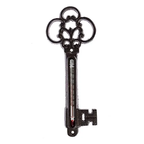 Produktbild HOMESCAPES Gartenthermometer Schlüssel aus Gußeisen, 8.7 x 1 x 22.3 cm
