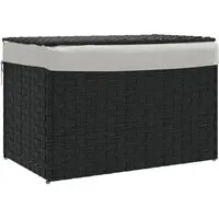 vidaXL Wäschekorb mit Innentasche und Deckel, Klappbar - Wäschekorb aus langlebigem Poly Rattan, klappbar und mit herausnehmbarem Innenbeutel für einfache Reinigung. Ideal für ein rustikales Badezimmer.