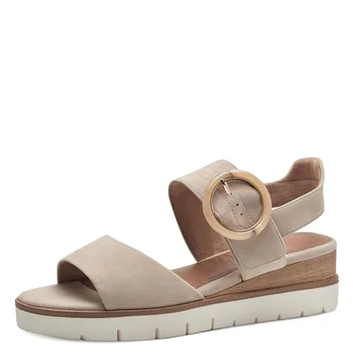 Tamaris Damen Plateau Sandalen Leder Sommer; IVORY UNI/beige; 40 EU