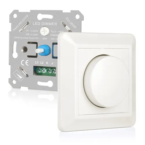 VIPMOON Dimmer Schalter 220-240V Dimmer für Led Lampen 5-200W Push On/Off Rotary