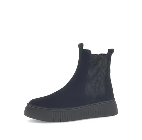 Gabor 73.540 Damen Stiefeletten - Bequeme schwarze Stiefelette für Freizeit - Wanderschuhe mit flachem Absatz von Gabor, ideal für stilbewusste Frauen. Das hochwertige Rauleder und das angenehme Microfutter sorgen für höchsten Tragekomfort – perfekt für lange Tage!