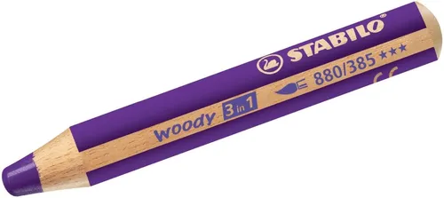 STABILO woody 3 in 1 Buntstift - Violett - Schreibutensilien: Vielseitiger Buntstift, der als Wassermalfarbe und Wachsmalkreide fungiert. Bruchsichere Mine mit hoher Farbintensität, ideal für kreative Projekte auf verschiedenen Oberflächen.