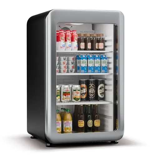 Klarstein Audrey Evo Getränkekühlschrank 113L - Retro-Design mit Glastür - Kühlschränke: Stilvoller Getränkekühlschrank mit Retro-Design, LED-Beleuchtung und doppelt verglaster Tür für optimale Temperaturstabilität und schnellen Überblick.