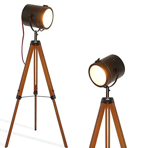 Stehlampe Dreibein Wohnzimmer Vintage, Industrial Modern Landhausstil Design Holz Esszimmer Ecke Wohnzimmerlampe, Antik Flur Lampe Stativ Büro Standleuchte Jugendzimmer Tischlampe Retro e27 Fassung