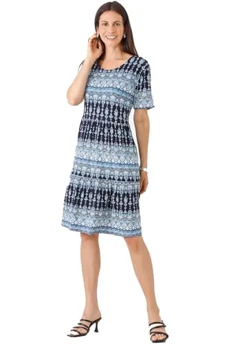 hajo Damen Freizeitkleid Indigo/weiß XXL in blau von Hajo