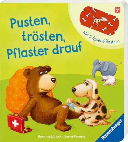 Pusten, trösten, Pflaster drauf! - Stickerbuch ab 2 Jahre, mit 5 bunten Pflastern zum Spielen