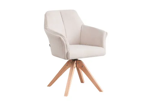 B&D home Drehstuhl DAISY - drehbar und gepolstert in Creme - Drehstuhl aus der Serie Holzbeine, gepolstert für hohen Sitzkomfort, ideal für Home Office oder Wohnzimmer.