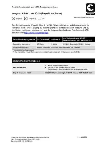 Produktbild Congstar Allnet L Prepaid-Karte ohne Vertragsbindung