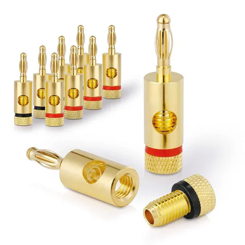 8x Premium Bananenstecker für alle Lautsprecherkabel 0,75mm² bis 6mm² vergoldet