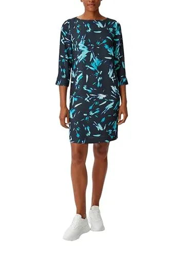 Comma Crêpe-Kleid mit 3/4-Ärmeln - Stylisches Crêpe-Kleid in hochwertiger Qualität mit relaxtem Schnitt. Das leichte Futter und der Alloverprint machen es zum perfekten Begleiter für besondere Anlässe.