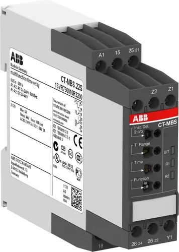 ABB CT-MBS.22S Multifunktion Zeitrelais - Vielseitiges Zeitrelais für 24-48 VDC und 24-240 VAC, ideal für Licht- und Lüftersteuerung in gewerblichen und industriellen Anwendungen.
