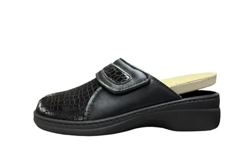 algemare Damen Filz Pantoffel 5933-0102 - Damen-Hausschuhe mit antimikrobiellen Eigenschaften, waschbarem Wechselfußbett und flexiblem Krokostretch-Obermaterial für optimalen Komfort.