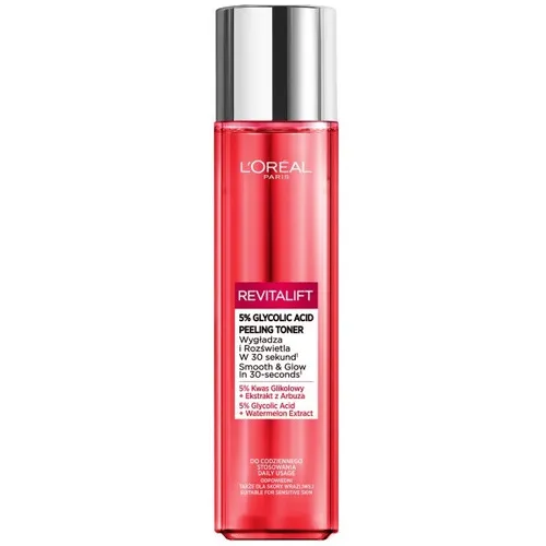 L’Oréal Paris Revitalift Glycolic Peeling Toner 180 ml - L’Oréal Paris Revitalift Glycolic Peeling Toner, 180 ml, für eine gründliche Gesichtsreinigung und sanfte Hauttonisierung. Entfernt Rückstände und bereitet die Haut optimal auf die Pflege vor.