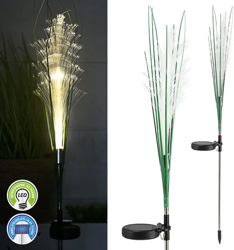 LED Solar Gartenstecker Pampasgras 10x72x6cm warmweiß Edelstahl Kunststoff On-/Off-Schalter Solarleuchte