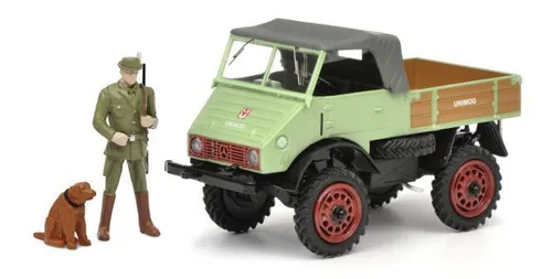 Schuco 1:43 LKW Unimog 401, hellgrün mit Figuren MHI