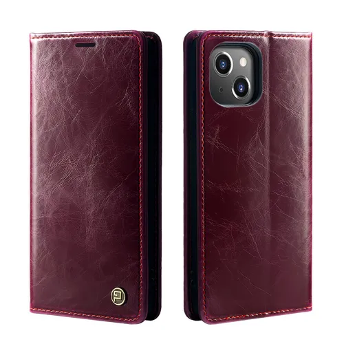 Handy Hülle für Apple iPhone 15 Plus Handyhülle Case Klapphülle RFID Weinrot