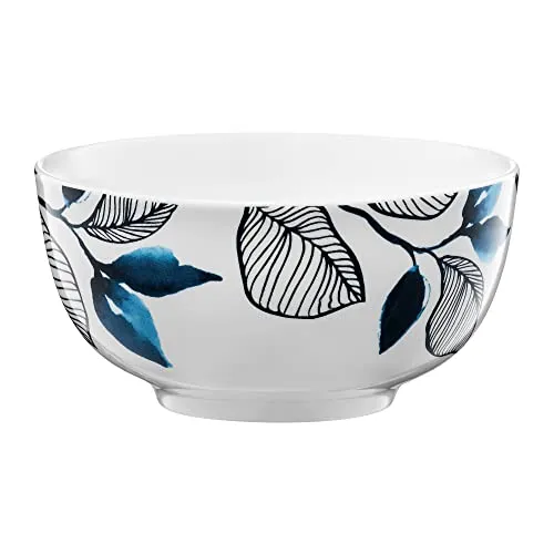 AMBITION Schüssel Blue Flower Durchmesser 14 cm Höhe 7 cm Porzellanschale Suppenschüssel Müslischale Porzellan weiß blau schwarz