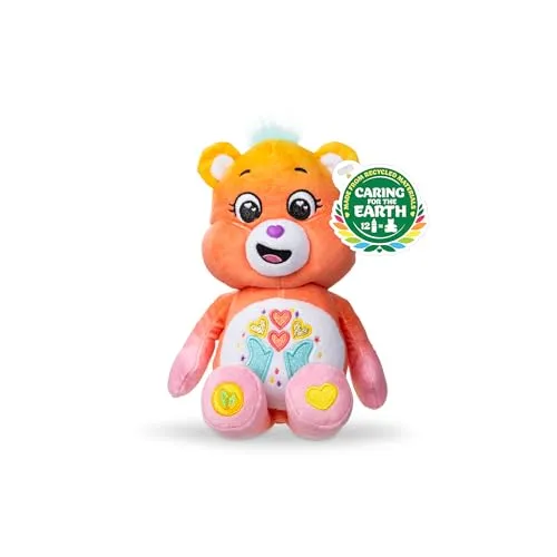 Care Bears - Basic Fun Thankful Heart Bear 22 cm Plüsch – Glitzerndes Herz-Bauchabzeichen – Weiches Kuscheltier für Kinder & Sammler ab 3 Jahren