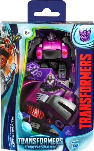 HASBRO - Transformers Earthspark Deluxe Aftermath Figur - Actionfigur aus Transformers: EarthSpark, wandelbar in 11-21 Schritte. Inkl. Teile für den Bau einer zusätzlichen Figur, ideal für Kinder ab 6 Jahren und Fans der Serie.