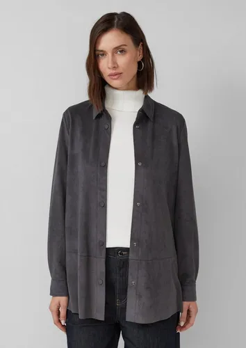 s.Oliver Hemdjacke Indoor-Jacke Longbluse in Veloursleder-Optik