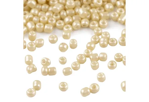 maDDma Bastelperlen 50g Rocailles Glasperlen 2mm Rocaillesperlen Perlen Schmuck, (50g-Abpackung 1-tlg), hellbeige