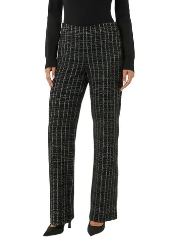 comma Karierte Hose aus Bouclé-Jersey schwarz 38