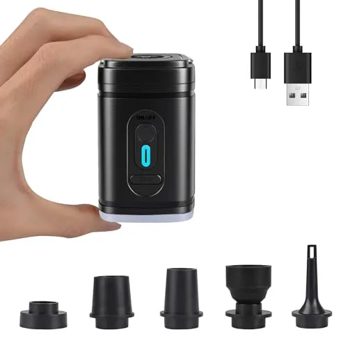 Elektrische Mini Luftpumpe mit 5 Düsen und 2400mAh Akku