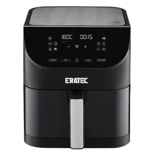 ERATEC AF-60 Heißluftfritteuse XXL 5,5L 1500W - Fritteusen: Gesunde Frittieroption mit 10 Programmen, 5,5L Fassungsvermögen, und kraftvollen 1500W für knusprige Ergebnisse ohne Öl.