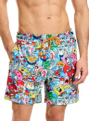 OppoSuits Spongebob™ Badeshorts für Männer - Offizielle Nickelodeon™ Strand Shorts - Badeshorts für Herren mit losem Schnitt und Kordelzug, ideal für Strandbesuche und Poolpartys. Setzen Sie ein stylisches Statement mit kultigem Spongebob-Design!