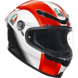 AGV K-6 S Sic58 Helm, schwarz-weiss-rot, Größe 2XL - Aerodynamischer Motorradhelm mit integriertem Spoiler, ideal für alle Fahrpositionen. Hohe Sicherheit und Komfort für anspruchsvolle Fahrer.