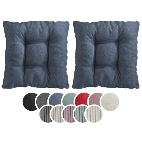 sleepling Stuhlkissen 2er-Set, weicher Möbelstoff, 38 x 38 cm, Sitzkissen in Farbe Uni Jeans