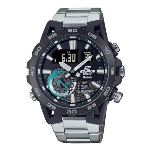 Casio Edifice ECB-40BK-1ADF Herren-Armbanduhr, schwarzes Zifferblatt, Schwarz, Standart, Armband