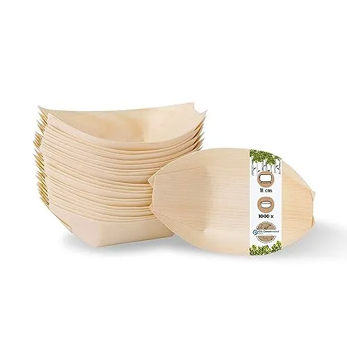 BIOZOYG 1000 Stück Buffet Zubehör Snackschalen Holz 11 cm von BIOZOYG