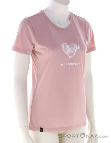 Salewa Pure Heart Dry Damen T-Shirt - Pink/Rosa - Größe 38 - Shirts für Damen, atmungsaktiv und schnelltrocknend, ideal für Outdoor-Aktivitäten und sportliche Einsätze.