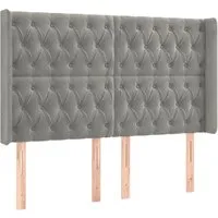 vidaXL Kopfteil mit Ohren Hellgrau 163x16x118/128 cm - Bettenzubehör mit elegantem Samtbezug, höhenverstellbar für optimale Unterstützung beim Lesen oder Fernsehen. Stilvolles Design für jedes Schlafzimmer.