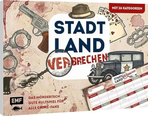 Stadt, Land, Verbrechen – Das mörderisch gute Kultspiel für alle Crime-Fans: Der ultimative Stadt, Land, Fluss-Spieleblock mit 26 Kategorien aus der Welt des Verbrechens – von 12-99 Jahren