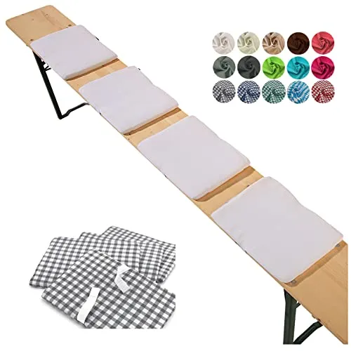 heimtexland ® Sitzkissen 4er Set Bierbank Polster Auflage Bierzeltgarnitur Garten Deko Kissen Typ859 Weiß