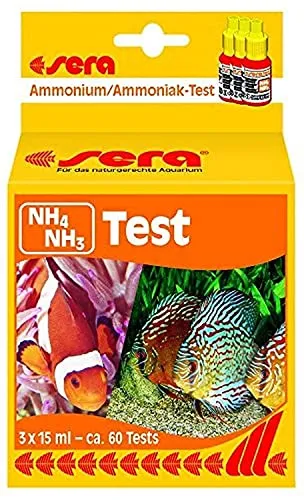 sera 04910 Ammonium/Ammoniak Test (NH4/NH3), Wassertest für ca. 60 Messungen, misst zuverlässig und genau Ammonium und Ammoniak, für Süß- & Meerwasser, im Aquarium oder Teich, 45 ml (1er Pack)